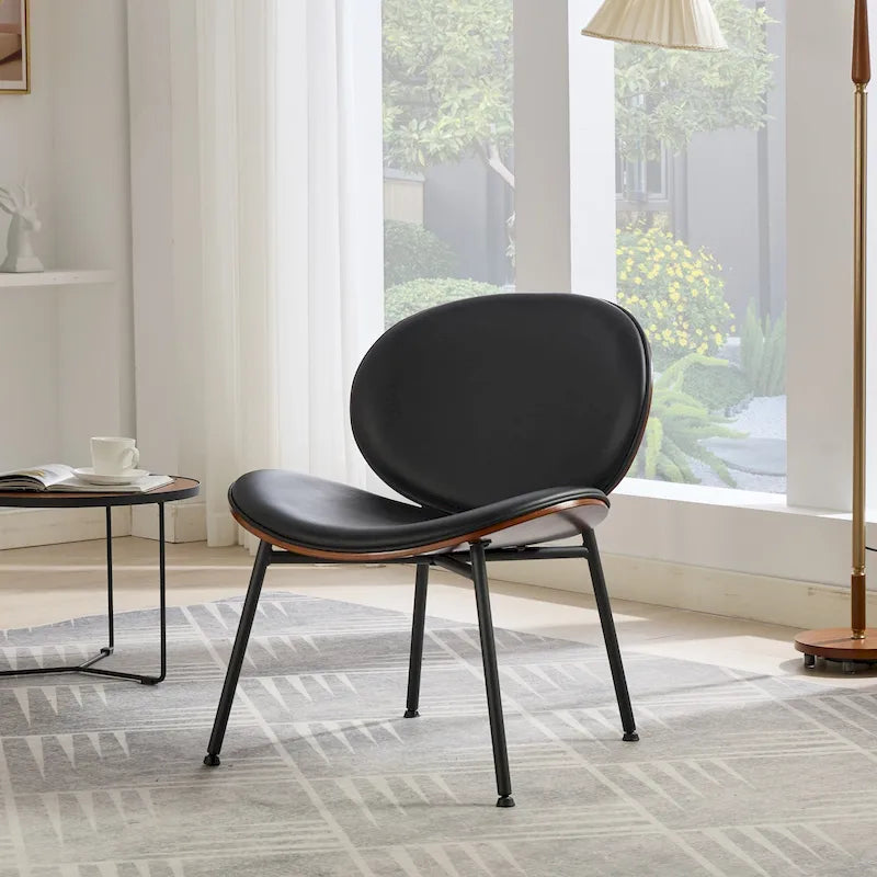 Fauteuil d'appoint en cuir PU vert / orange / noir / rouge haricot, siège unique