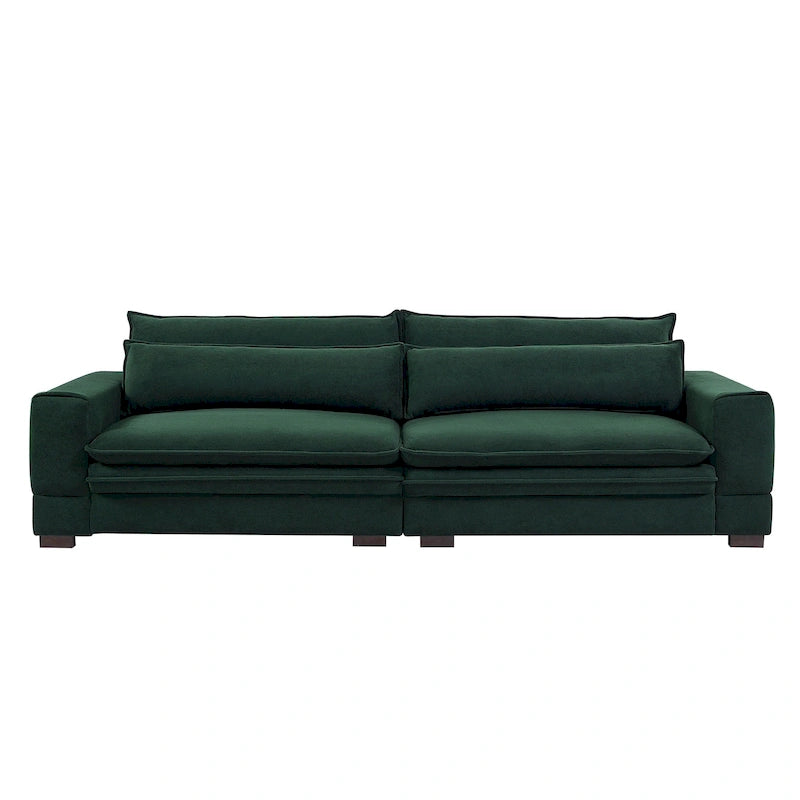 Canapé 2 places vert / noir mat / beige rembourré, style scandinave