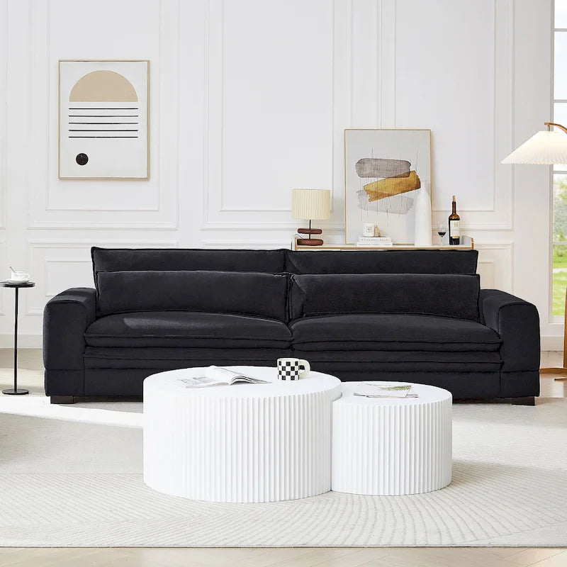 Canapé 2 places vert / noir mat / beige rembourré, style scandinave