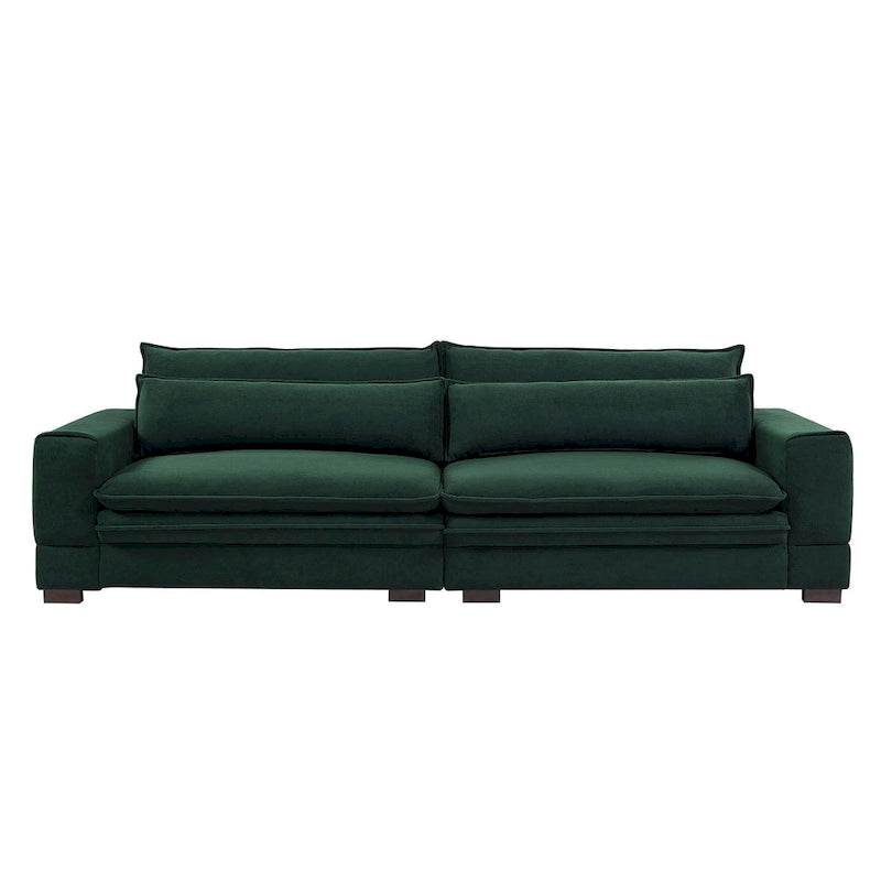 Canapé 2 places vert / noir mat / beige rembourré, style scandinave
