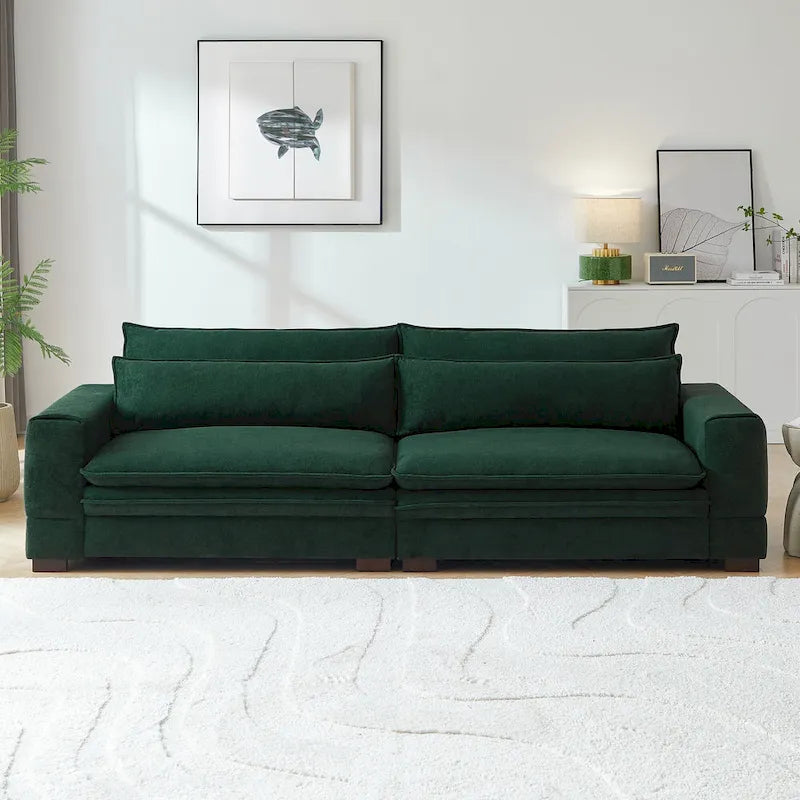 Canapé 2 places vert / noir mat / beige rembourré, style scandinave