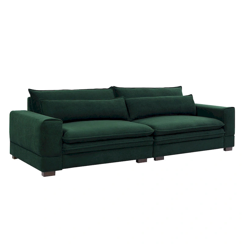 Canapé 2 places vert / noir mat / beige rembourré, style scandinave