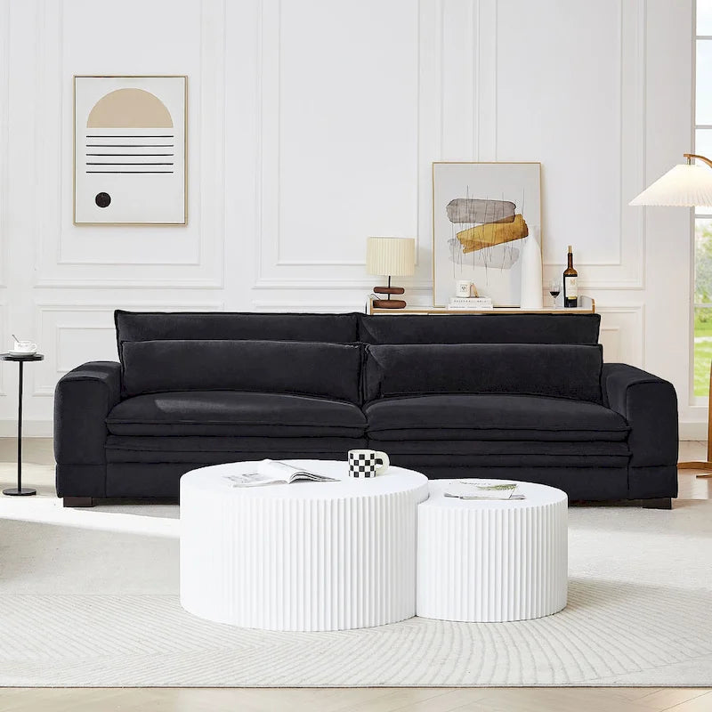Canapé 2 places vert / noir mat / beige rembourré, style scandinave