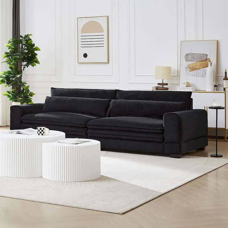 Canapé 2 places vert / noir mat / beige rembourré, style scandinave