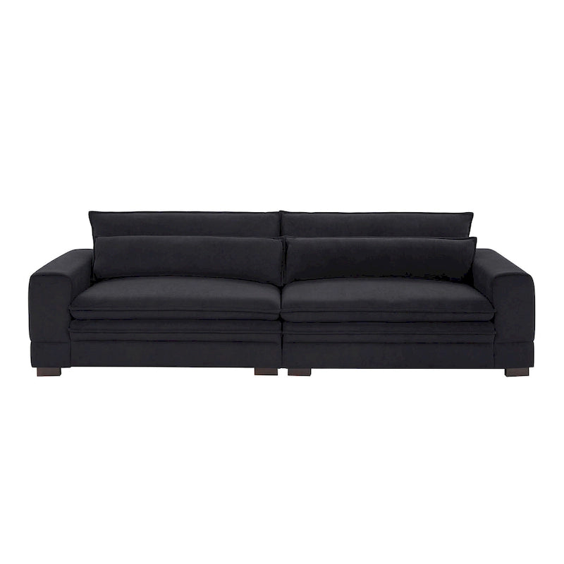 Canapé 2 places vert / noir mat / beige rembourré, style scandinave
