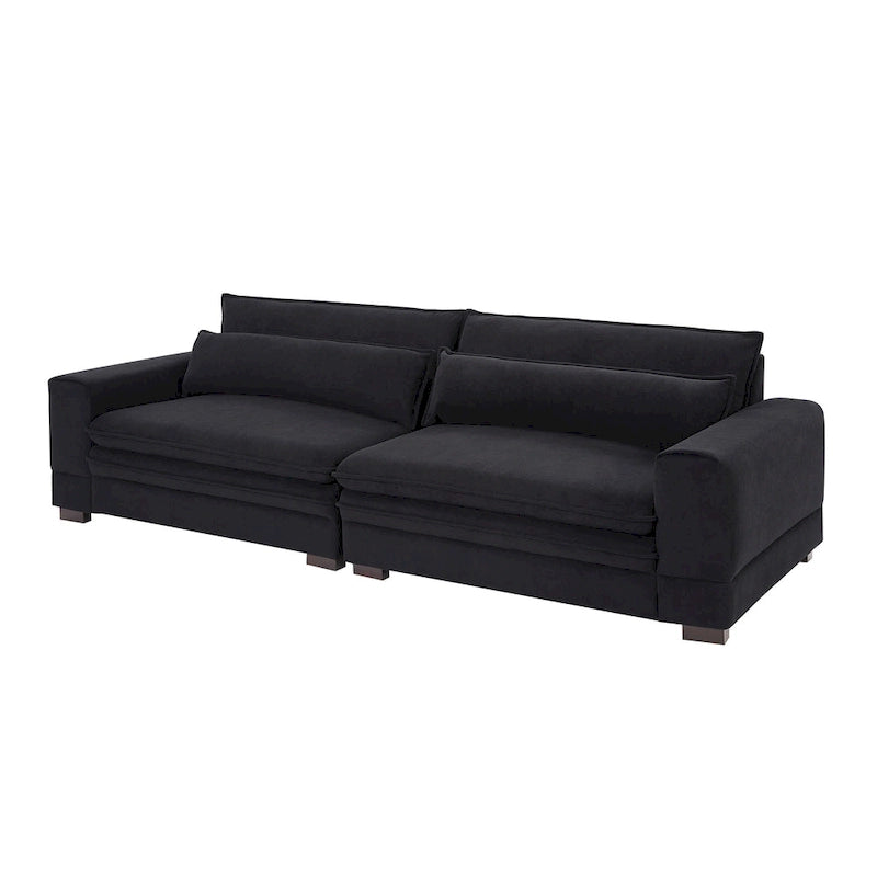 Canapé 2 places vert / noir mat / beige rembourré, style scandinave