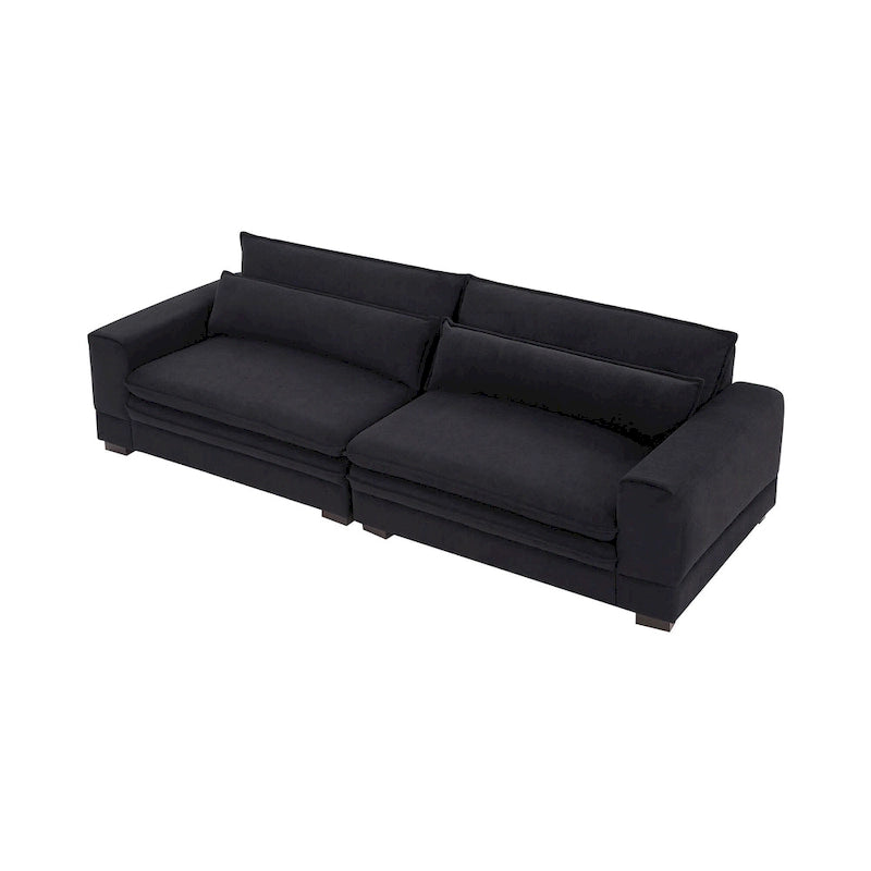 Canapé 2 places vert / noir mat / beige rembourré, style scandinave