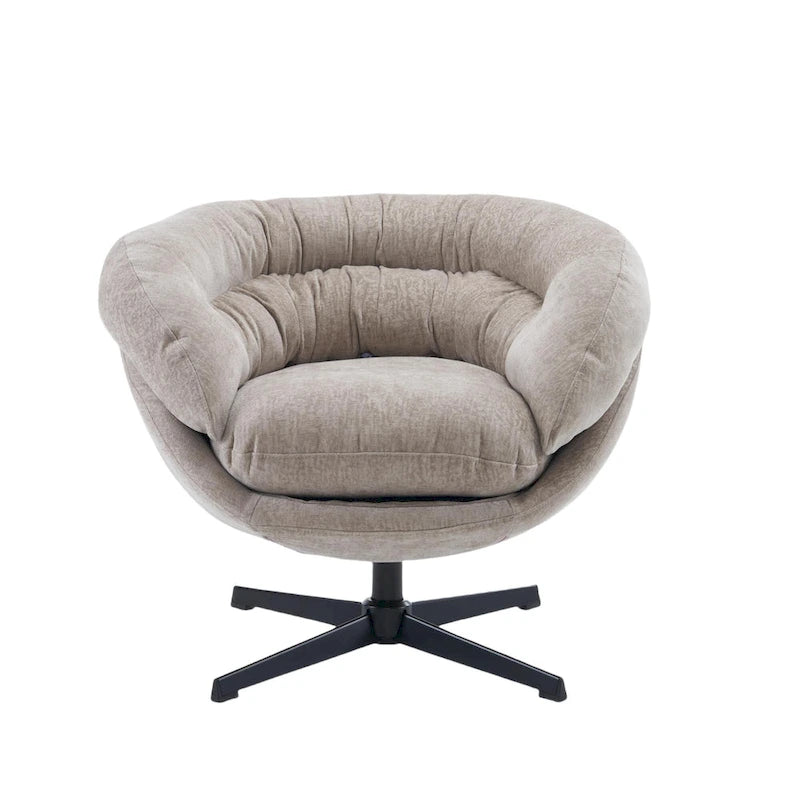 Fauteuil pivotant pour 1 personne, en tissu chenille – Beige / Bleu marine / Marron / Gris / Vert
