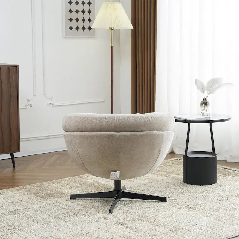 Fauteuil pivotant pour 1 personne, en tissu chenille – Beige / Bleu marine / Marron / Gris / Vert