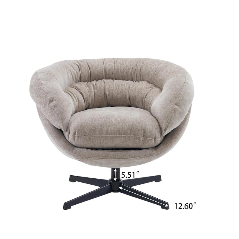 Fauteuil pivotant pour 1 personne, en tissu chenille – Beige / Bleu marine / Marron / Gris / Vert