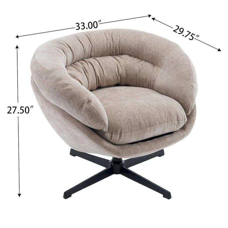 Fauteuil pivotant pour 1 personne, en tissu chenille – Beige / Bleu marine / Marron / Gris / Vert