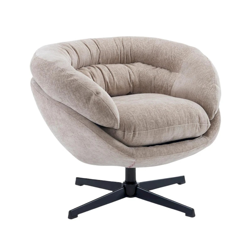 Fauteuil pivotant pour 1 personne, en tissu chenille – Beige / Bleu marine / Marron / Gris / Vert