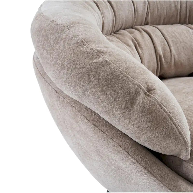 Fauteuil pivotant pour 1 personne, en tissu chenille – Beige / Bleu marine / Marron / Gris / Vert