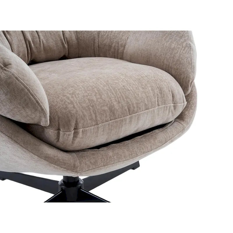 Fauteuil pivotant pour 1 personne, en tissu chenille – Beige / Bleu marine / Marron / Gris / Vert