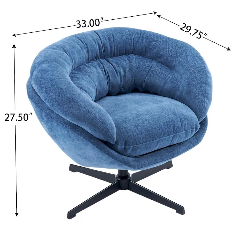 Fauteuil pivotant pour 1 personne, en tissu chenille – Beige / Bleu marine / Marron / Gris / Vert
