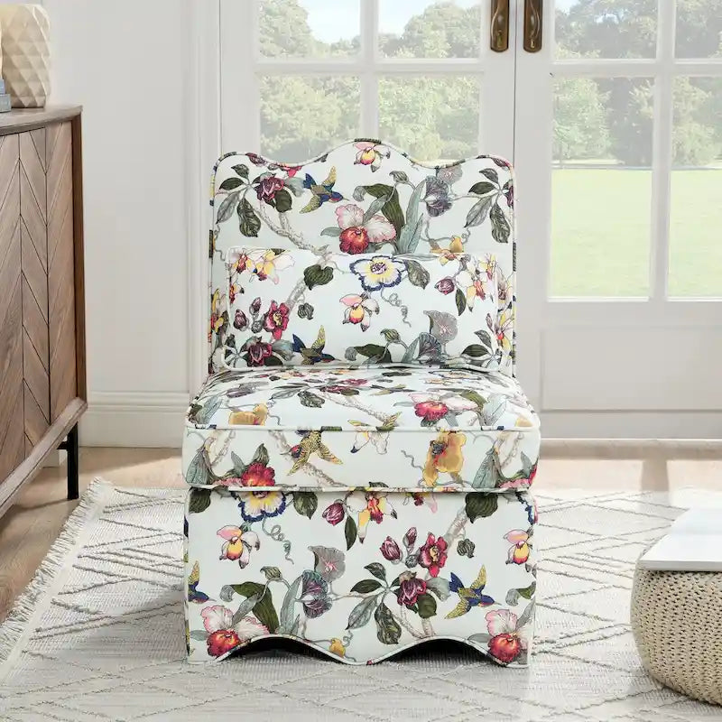 Velvet single dining chair with soft seat cushion