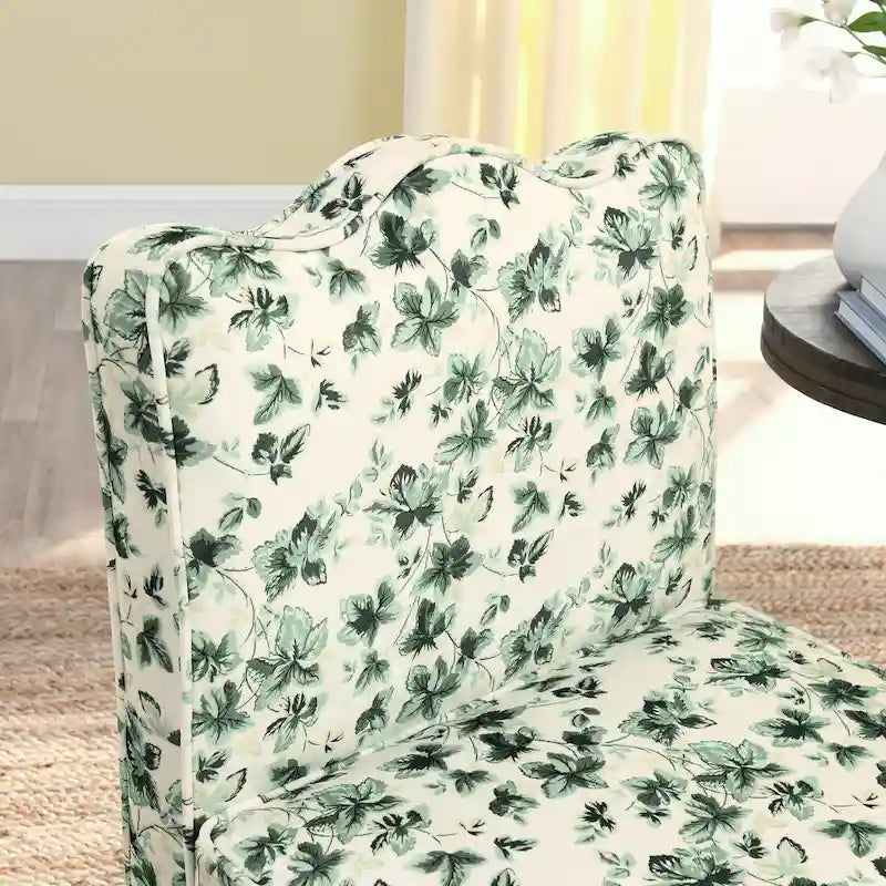 Chaise de salle à manger sans accoudoirs en velours à motif floral — Marron / Rouge / Rose / Vert / Bleu — 1 place