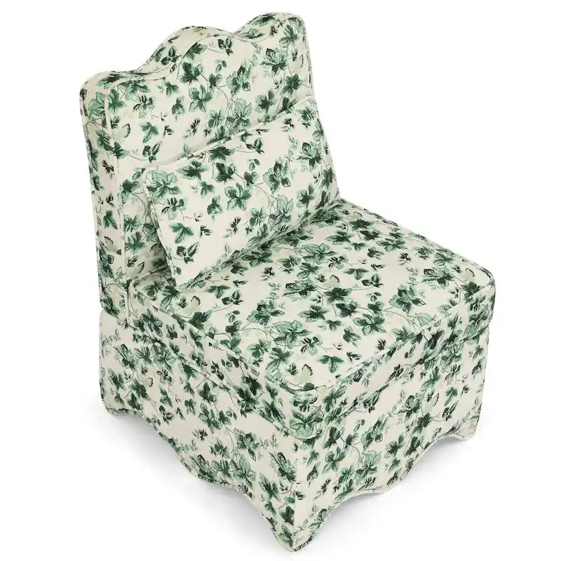 Chaise de salle à manger sans accoudoirs en velours à motif floral — Marron / Rouge / Rose / Vert / Bleu — 1 place