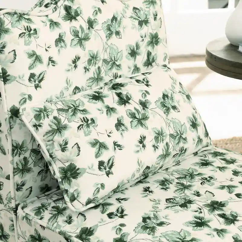 Chaise de salle à manger sans accoudoirs en velours à motif floral — Marron / Rouge / Rose / Vert / Bleu — 1 place