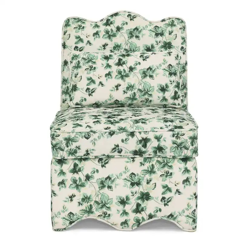 Chaise de salle à manger sans accoudoirs en velours à motif floral — Marron / Rouge / Rose / Vert / Bleu — 1 place