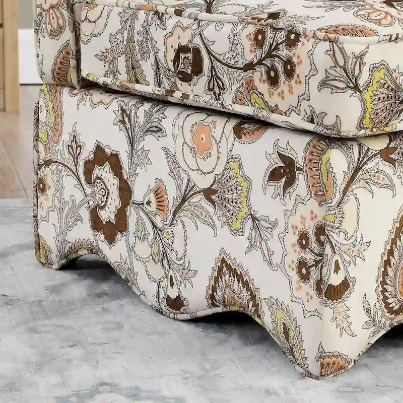 Chaise de salle à manger sans accoudoirs en velours à motif floral — Marron / Rouge / Rose / Vert / Bleu — 1 place