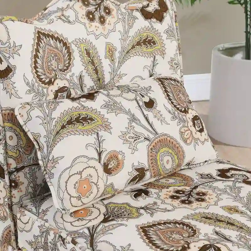Chaise de salle à manger sans accoudoirs en velours à motif floral — Marron / Rouge / Rose / Vert / Bleu — 1 place