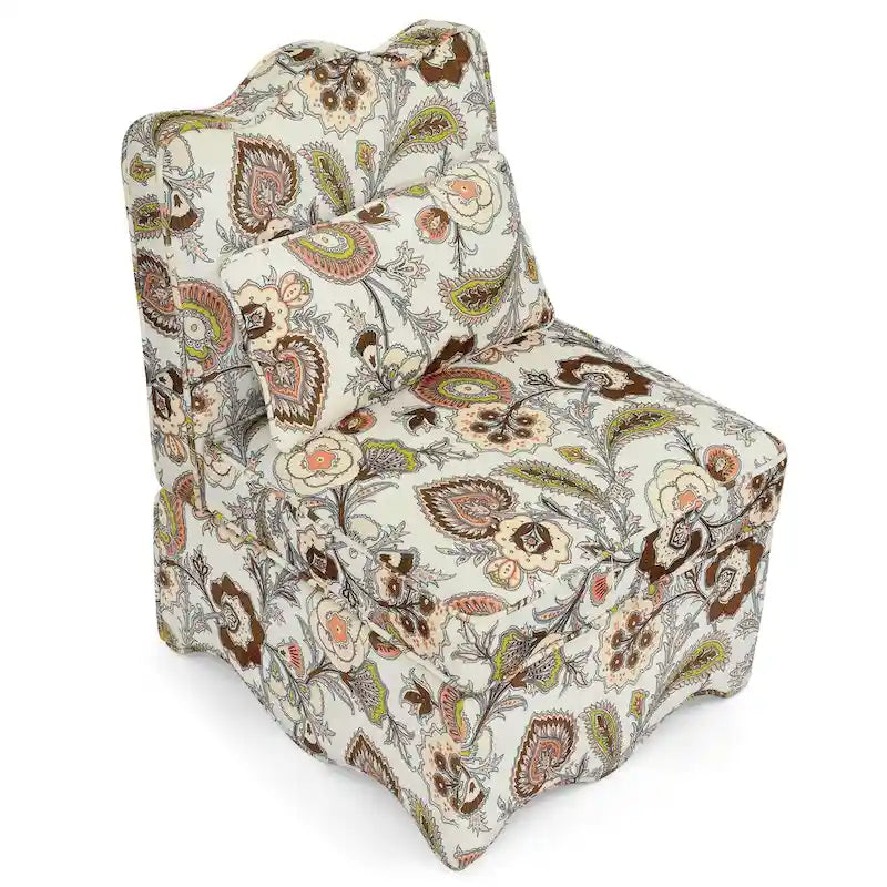 Chaise de salle à manger sans accoudoirs en velours à motif floral — Marron / Rouge / Rose / Vert / Bleu — 1 place