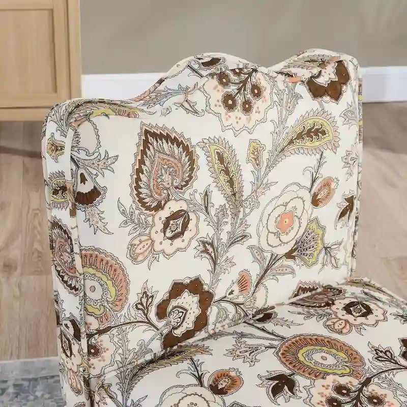 Chaise de salle à manger sans accoudoirs en velours à motif floral — Marron / Rouge / Rose / Vert / Bleu — 1 place