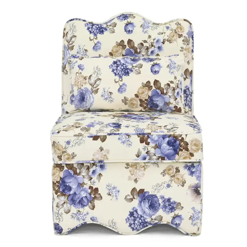 Chaise de salle à manger sans accoudoirs en velours à motif floral — Marron / Rouge / Rose / Vert / Bleu — 1 place