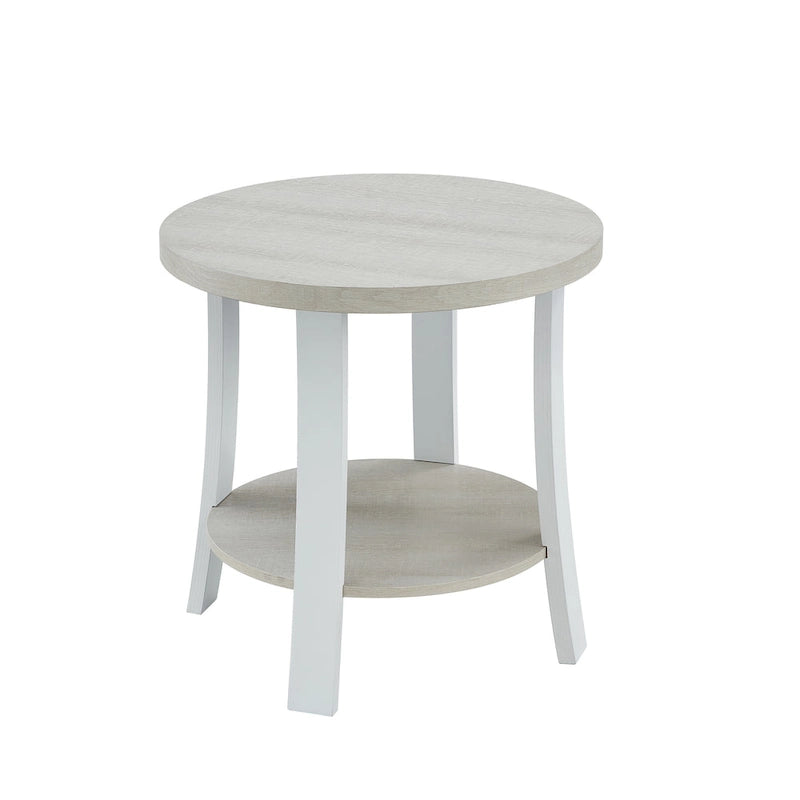 Table d'appoint ronde blanche/anthracite avec étagère de rangement