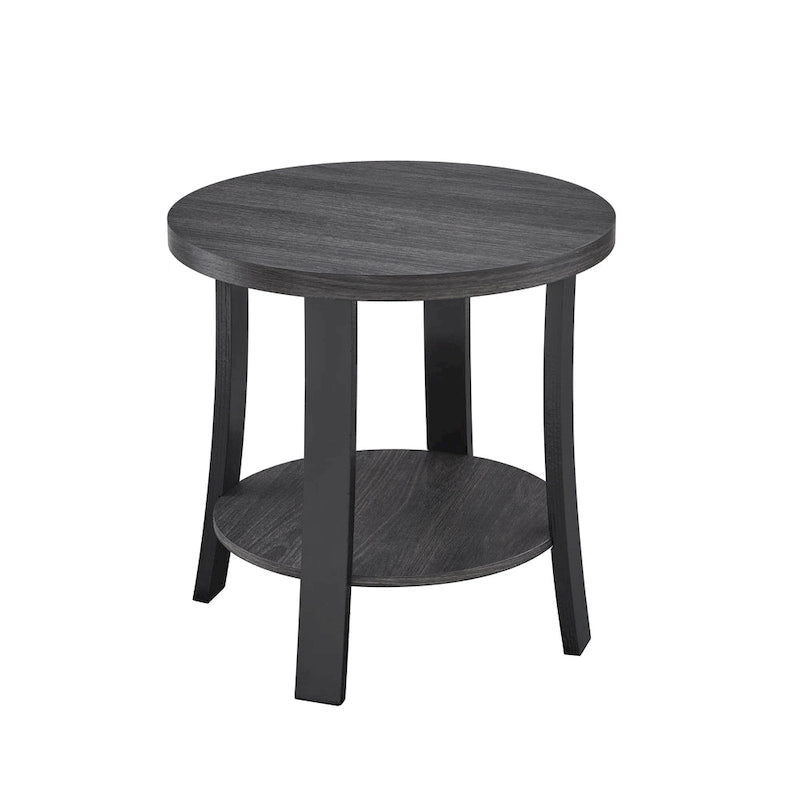 Table d'appoint ronde blanche/anthracite avec étagère de rangement