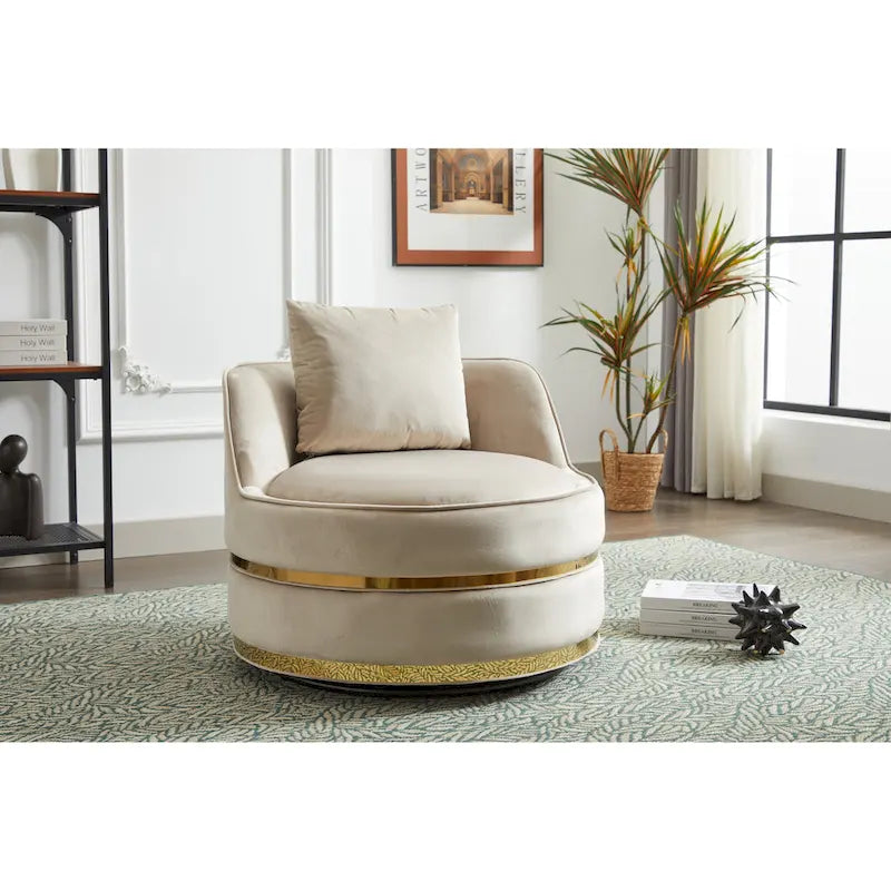 Fauteuil pivotant en velours Taupe / Rose / Bleu / Vert, une place