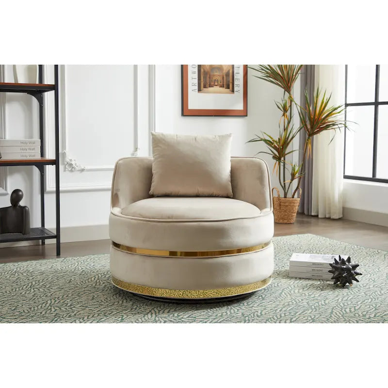 Fauteuil pivotant en velours Taupe / Rose / Bleu / Vert, une place