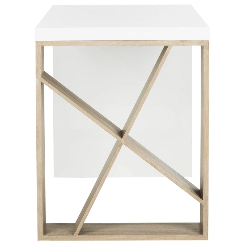Bureau scandinave moderne 1 personne avec rangement Blanc/Chêne
