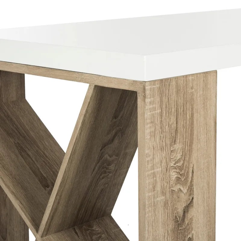 Bureau scandinave moderne 1 personne avec rangement Blanc/Chêne