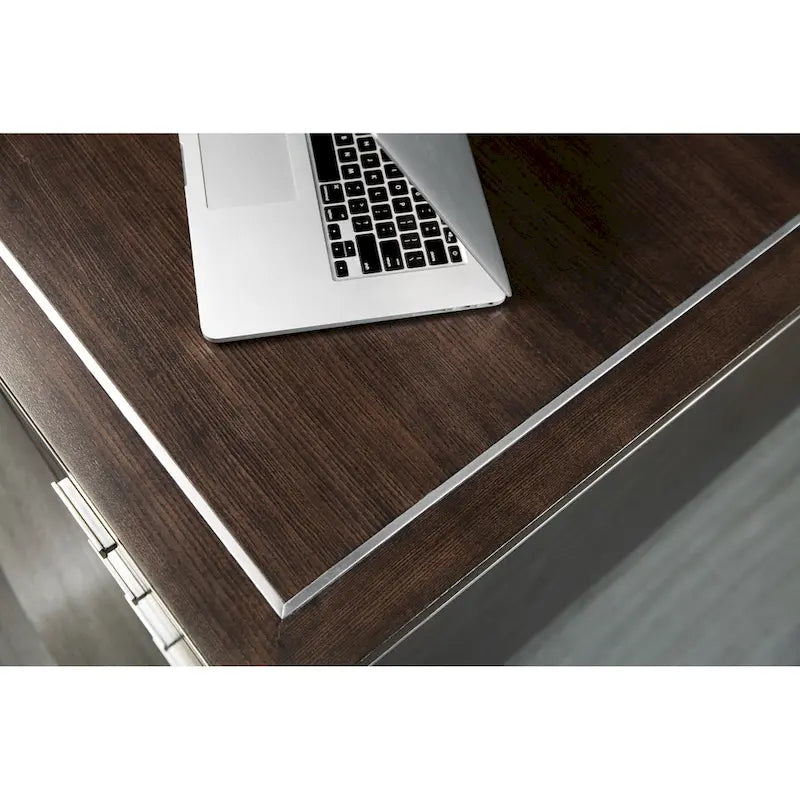 Bureau de direction monoposte, 7 tiroirs, en bois foncé