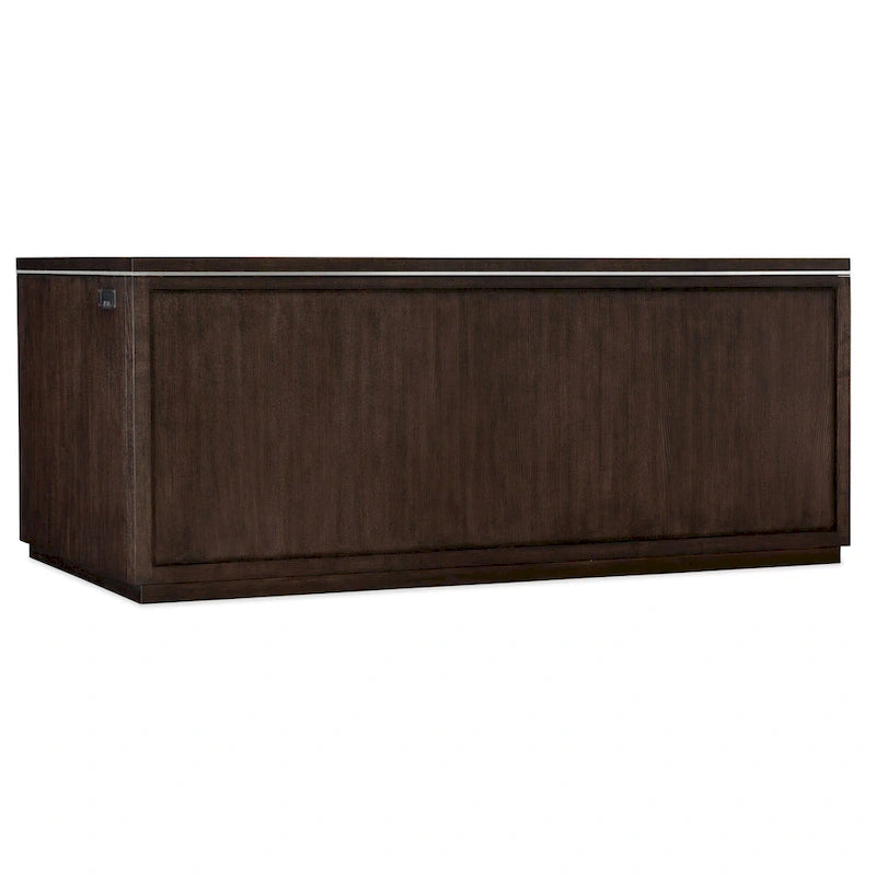 Bureau de direction monoposte, 7 tiroirs, en bois foncé