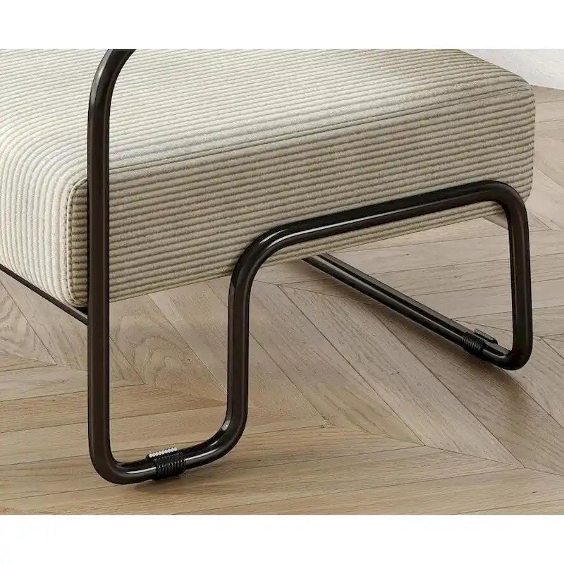 Fauteuil d'appoint en velours côtelé avec cadre en fer – Beige / Marron clair / Gris / Vert foncé