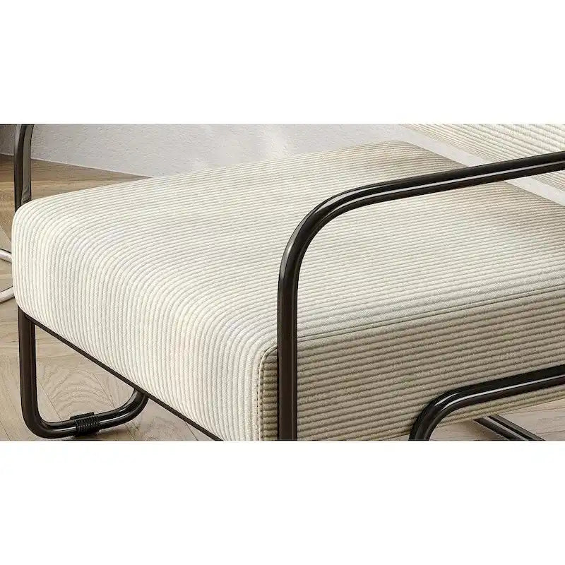 Fauteuil d'appoint en velours côtelé avec cadre en fer – Beige / Marron clair / Gris / Vert foncé