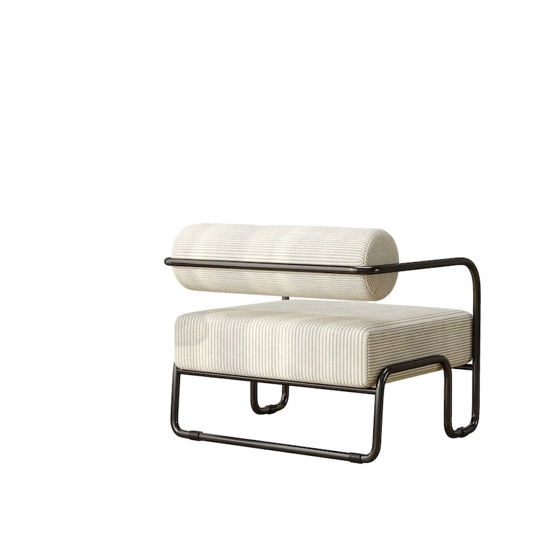 Fauteuil d'appoint en velours côtelé avec cadre en fer – Beige / Marron clair / Gris / Vert foncé
