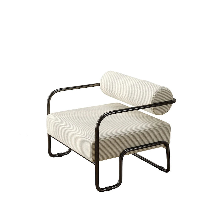Fauteuil d'appoint en velours côtelé avec cadre en fer – Beige / Marron clair / Gris / Vert foncé