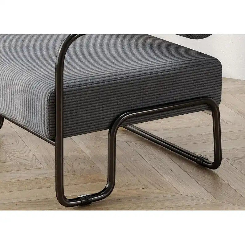 Fauteuil d'appoint en velours côtelé avec cadre en fer – Beige / Marron clair / Gris / Vert foncé