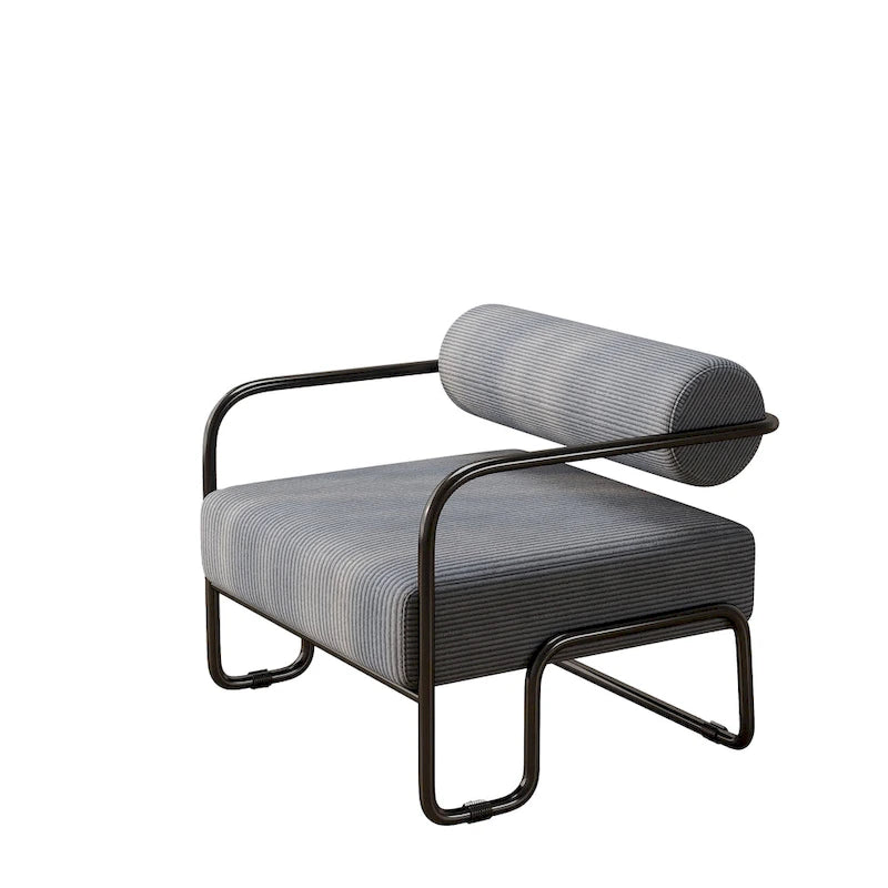 Fauteuil d'appoint en velours côtelé avec cadre en fer – Beige / Marron clair / Gris / Vert foncé