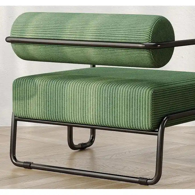 Fauteuil d'appoint en velours côtelé avec cadre en fer – Beige / Marron clair / Gris / Vert foncé