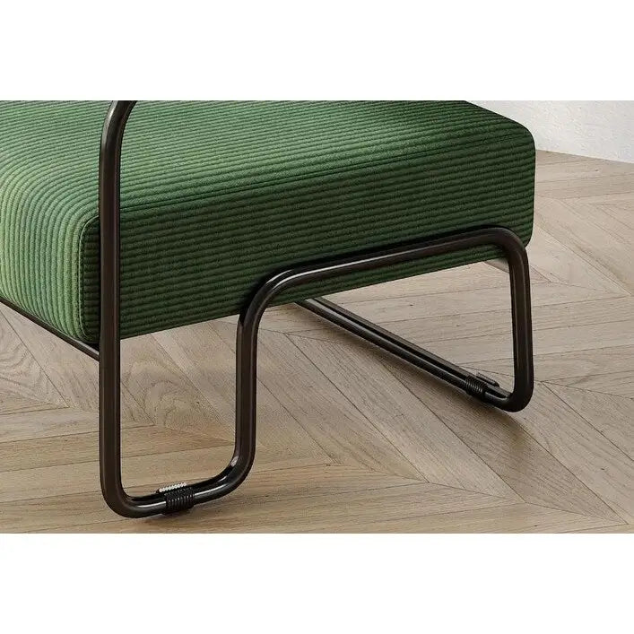 Fauteuil d'appoint en velours côtelé avec cadre en fer – Beige / Marron clair / Gris / Vert foncé