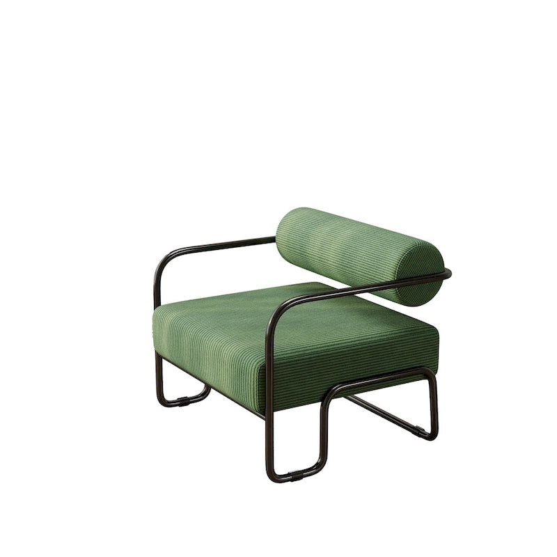 Fauteuil d'appoint en velours côtelé avec cadre en fer – Beige / Marron clair / Gris / Vert foncé