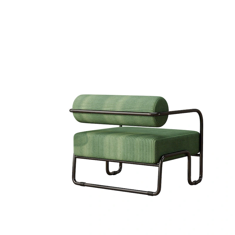 Fauteuil d'appoint en velours côtelé avec cadre en fer – Beige / Marron clair / Gris / Vert foncé
