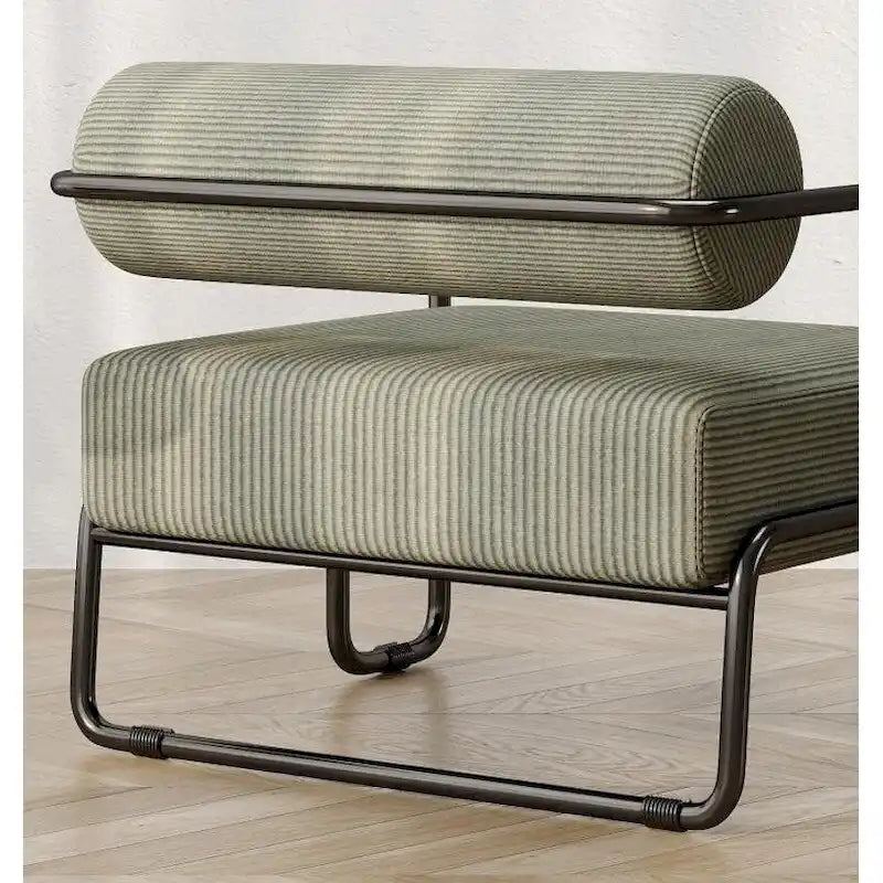 Fauteuil d'appoint en velours côtelé avec cadre en fer – Beige / Marron clair / Gris / Vert foncé