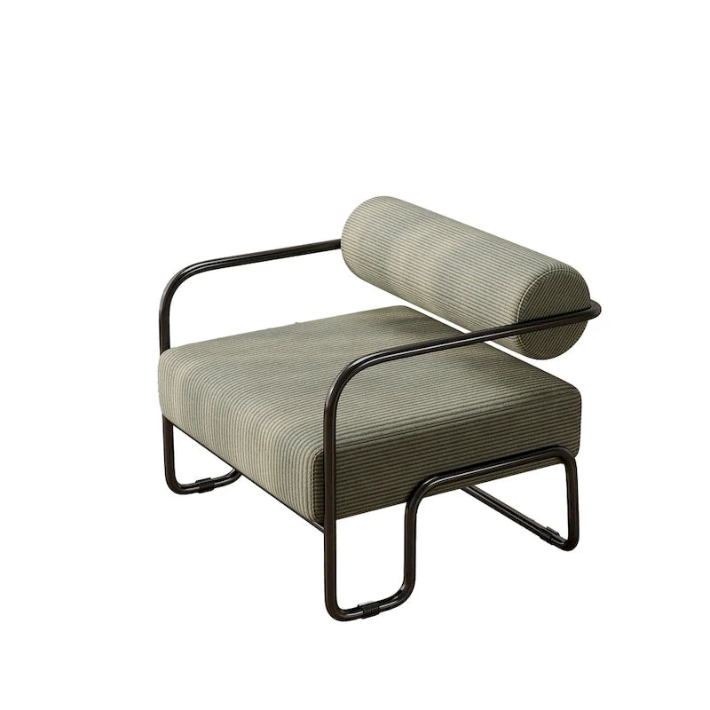 Fauteuil d'appoint en velours côtelé avec cadre en fer – Beige / Marron clair / Gris / Vert foncé