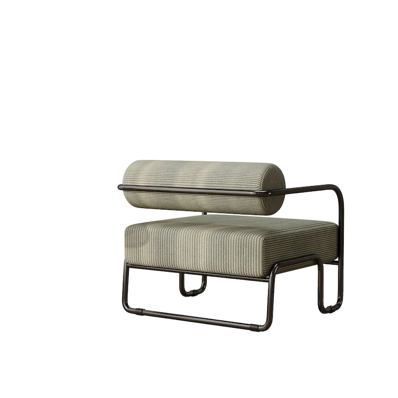 Fauteuil d'appoint en velours côtelé avec cadre en fer – Beige / Marron clair / Gris / Vert foncé